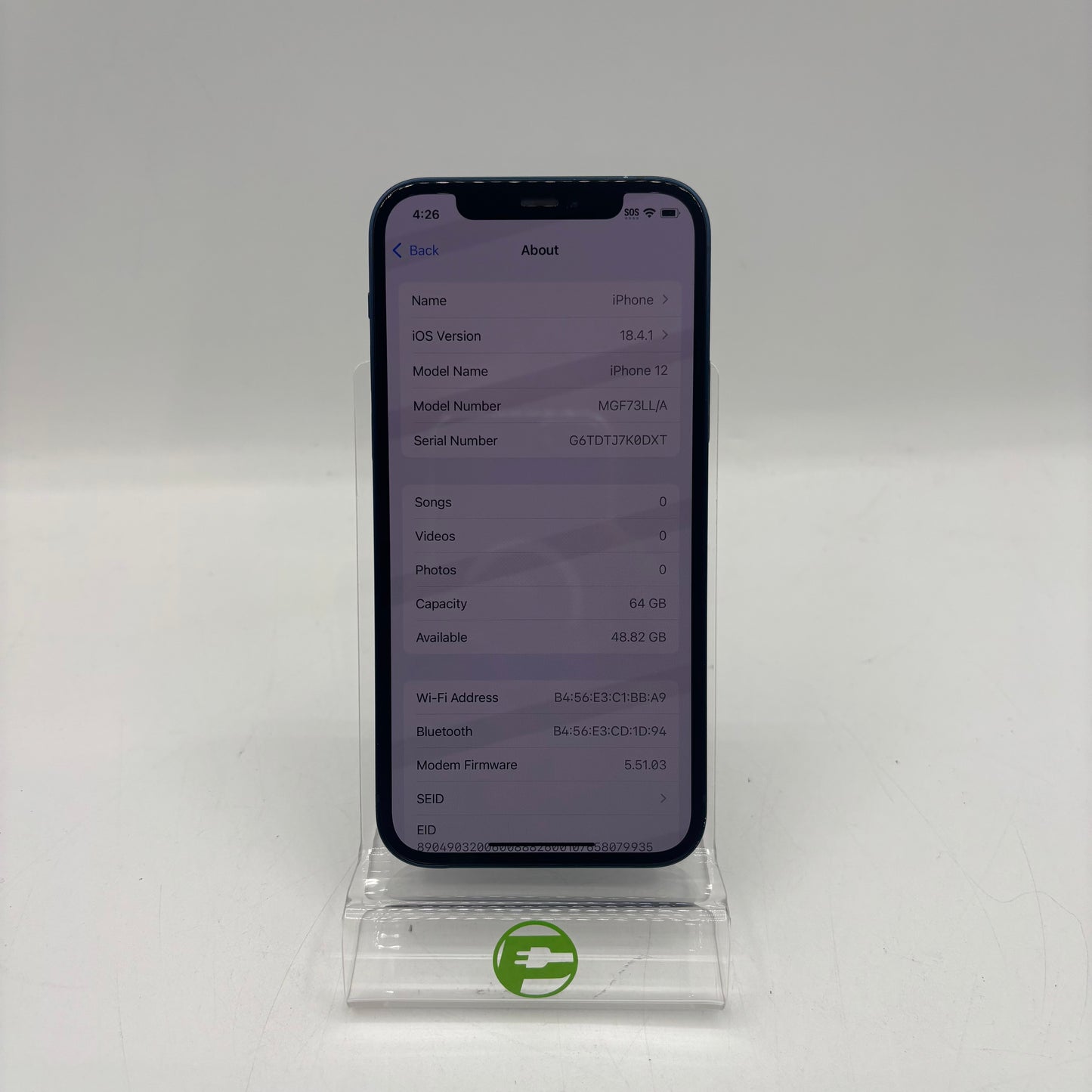 Factory Unlocked Apple iPhone 12 64GB Blue MGF73LL/A