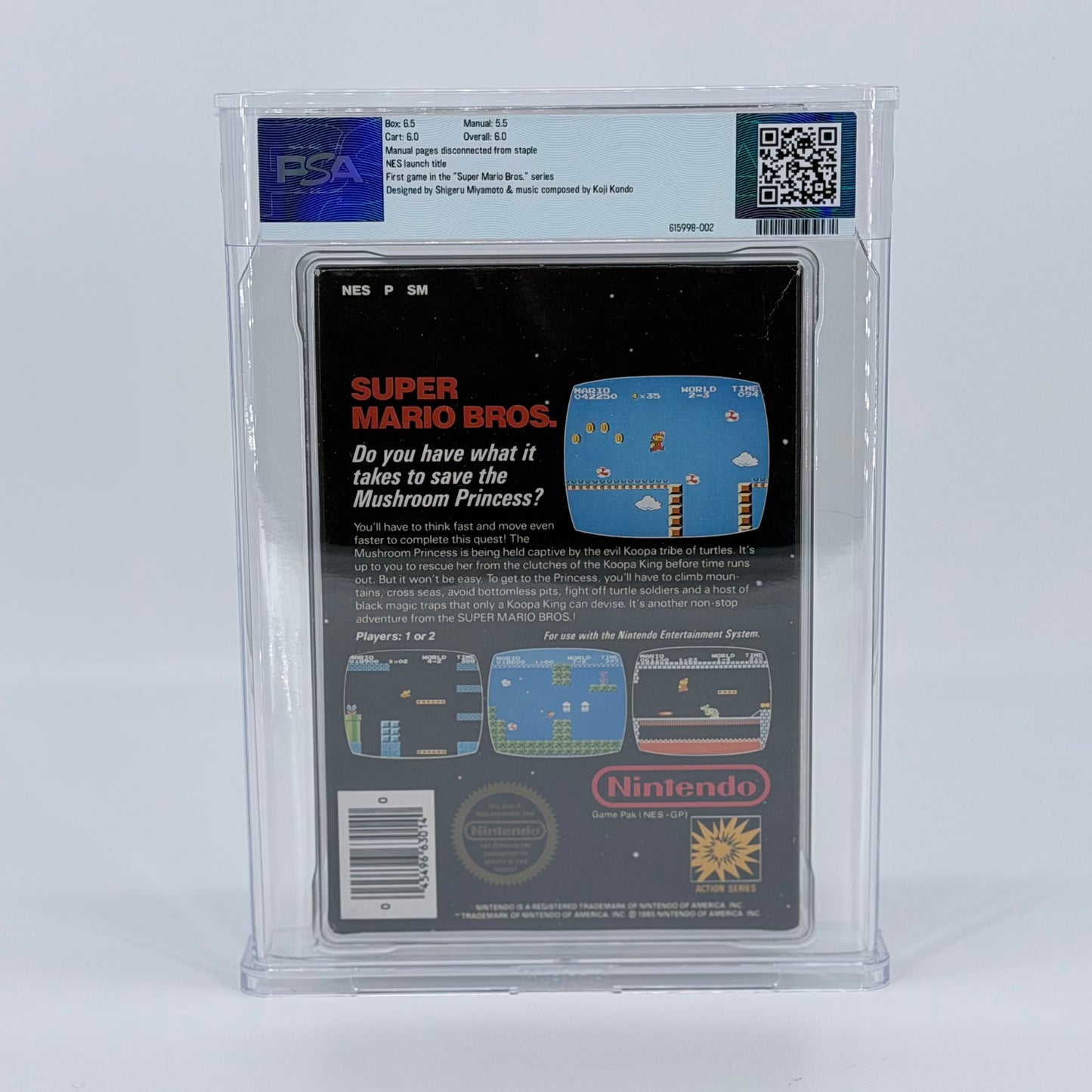 Super Mario Bros [5 Screw] (Nintendo NES, 1985) PSA 6.0 Graded CIB