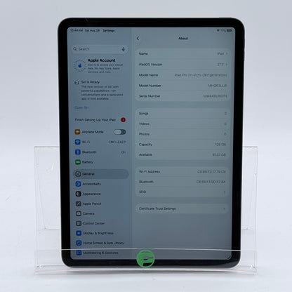 WiFi Only Apple iPad Pro 11" 3rd Gen 128GB Space Gray MHQR3LL/A