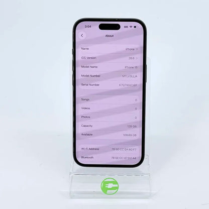 T-Mobile Apple iPhone 15 128GB Black MTLV3LL/A